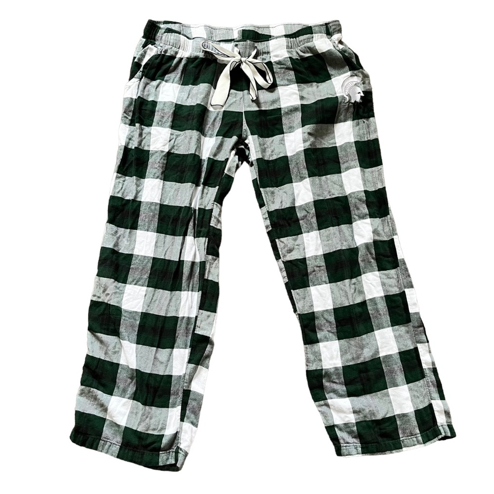 Michigan State Spartans Green and White Checkered Lounge Pants XXL Pajamas Comfy